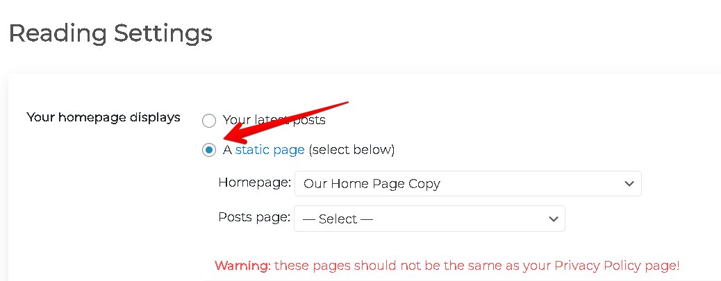 Reading Settings ‹ COA Triage — WordPress - Google