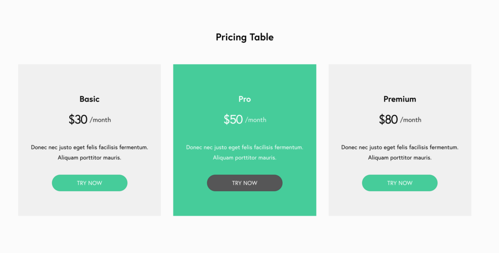 Pricing Table