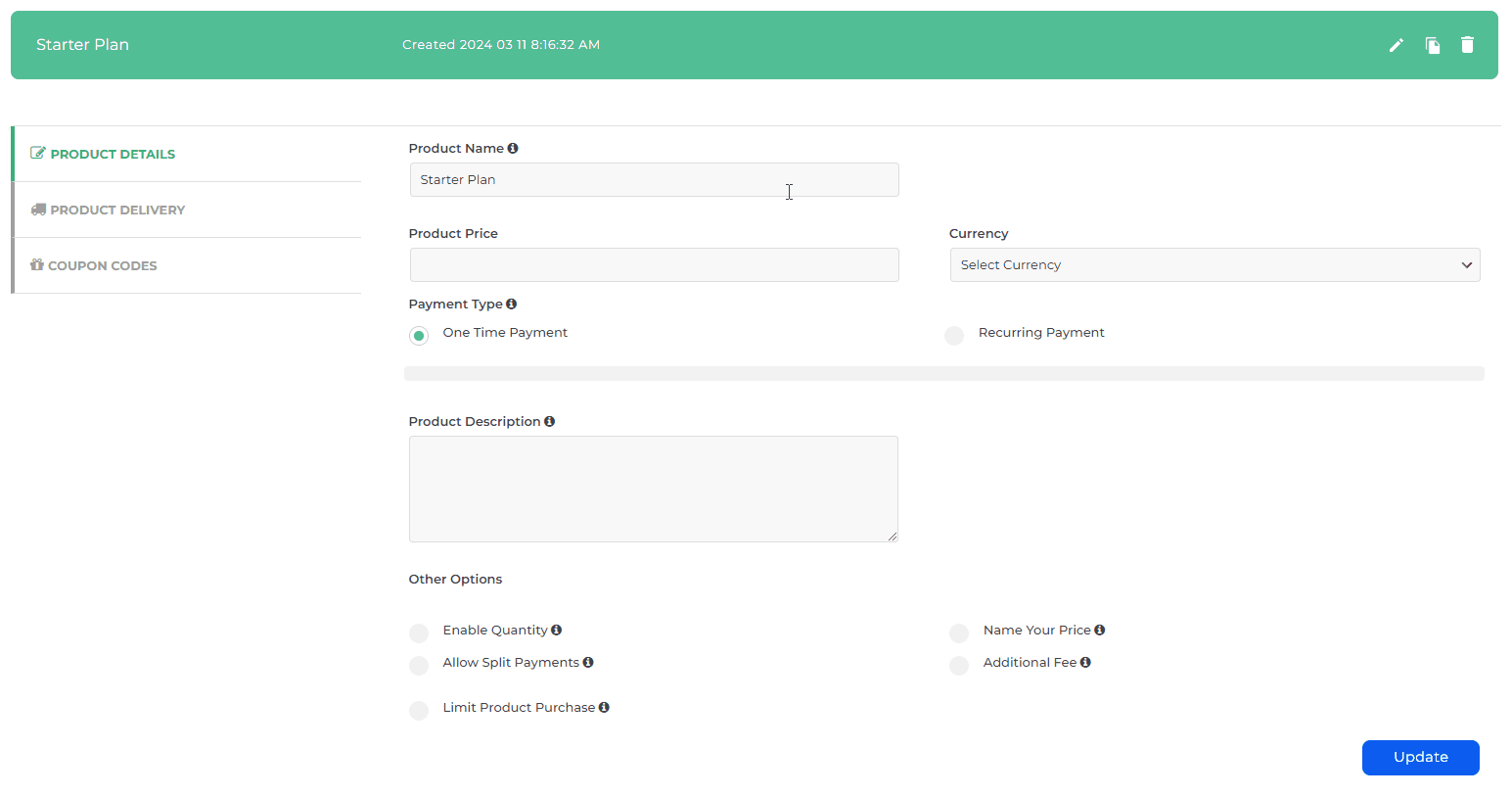 product mandatory fields